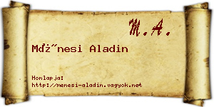 Ménesi Aladin névjegykártya